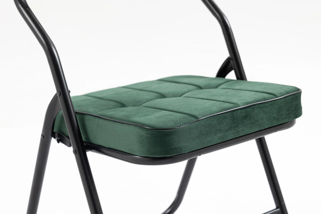 SEDIA PIEGHEVOLE IMBOTTITA Set da 2 pezzi Verde in acciaio e velluto