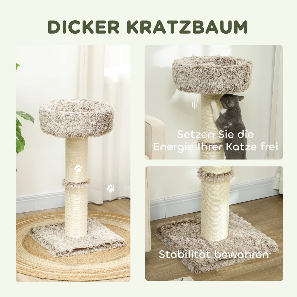 Albero per gatti con letto in peluche e tiragraffi ¨C zephmum ¨C 87x45x45 cm marrone