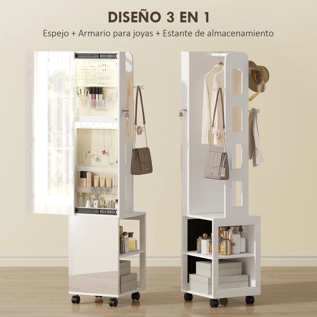 Armadio Specchio con Luci LED e Cassetti ¨C Zephmum ¨C Bianco 90x51x40
