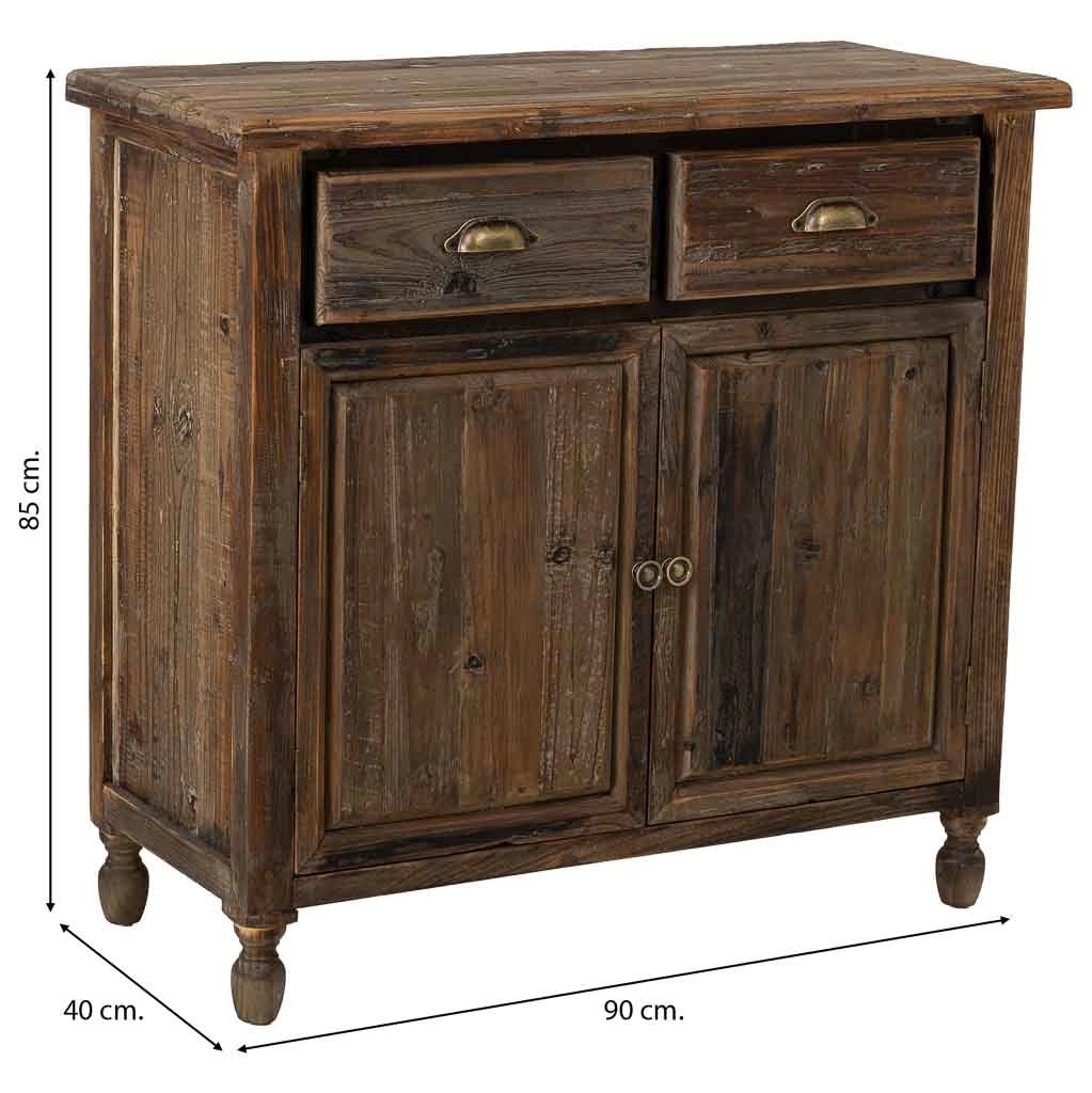 Credenza in legno con 2 ante e 2 cassetti 90x40x85h cm