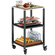 Tavolo da giardino 3 piani con ripiano in acciaio inox e ruote ¨C zephmum ¨C 50x50x90 cm nero