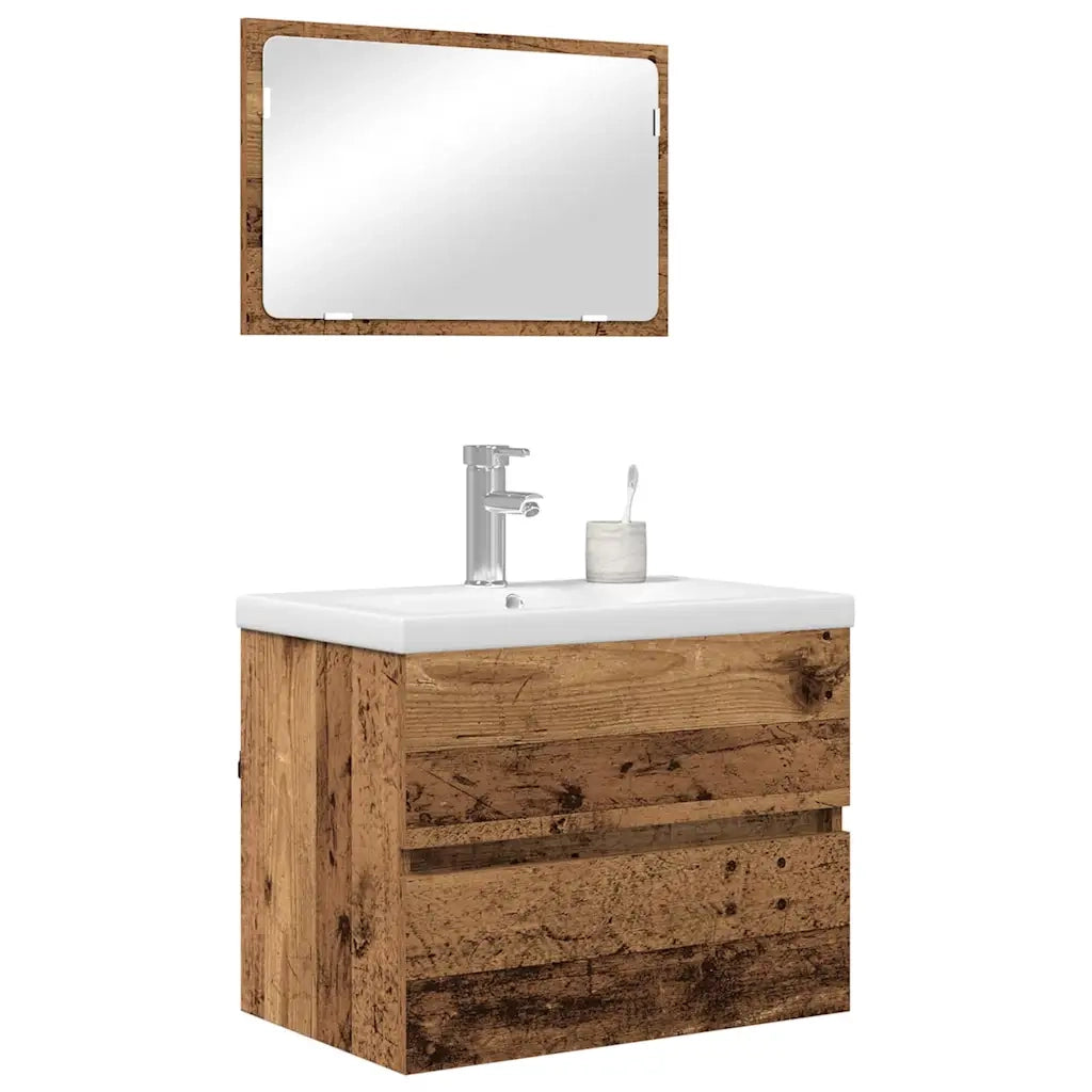 Set di mobili per il bagno con cassetto 3 pcs Legno vecchio 3393504