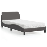Letto con Materasso-Struttura Letto con Materasso Dover Grigio 100x200 cm in Similpelle