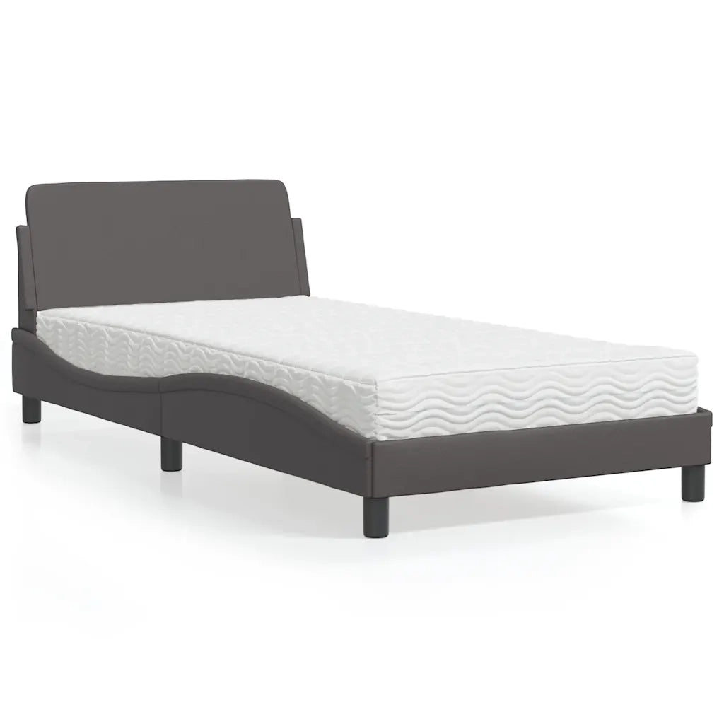 Letto con Materasso-Struttura Letto con Materasso Dover Grigio 100x200 cm in Similpelle