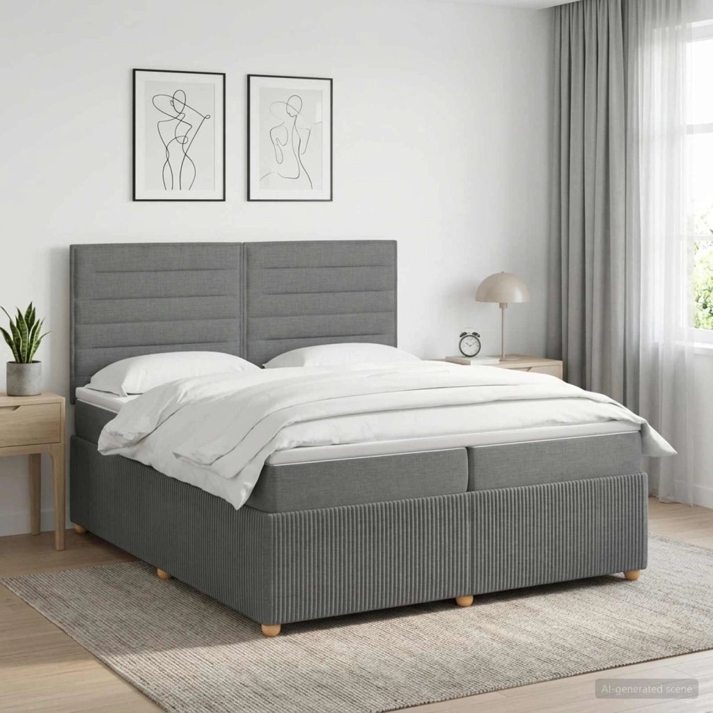 Letto box spring con materasso Grigio Scuro 200 x 200 cm 3454467