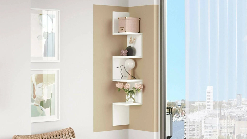 Mensola Pawan, Scaffale, Ripiano a muro, Scaffalatura multiuso, 22x22h117 cm, Bianco