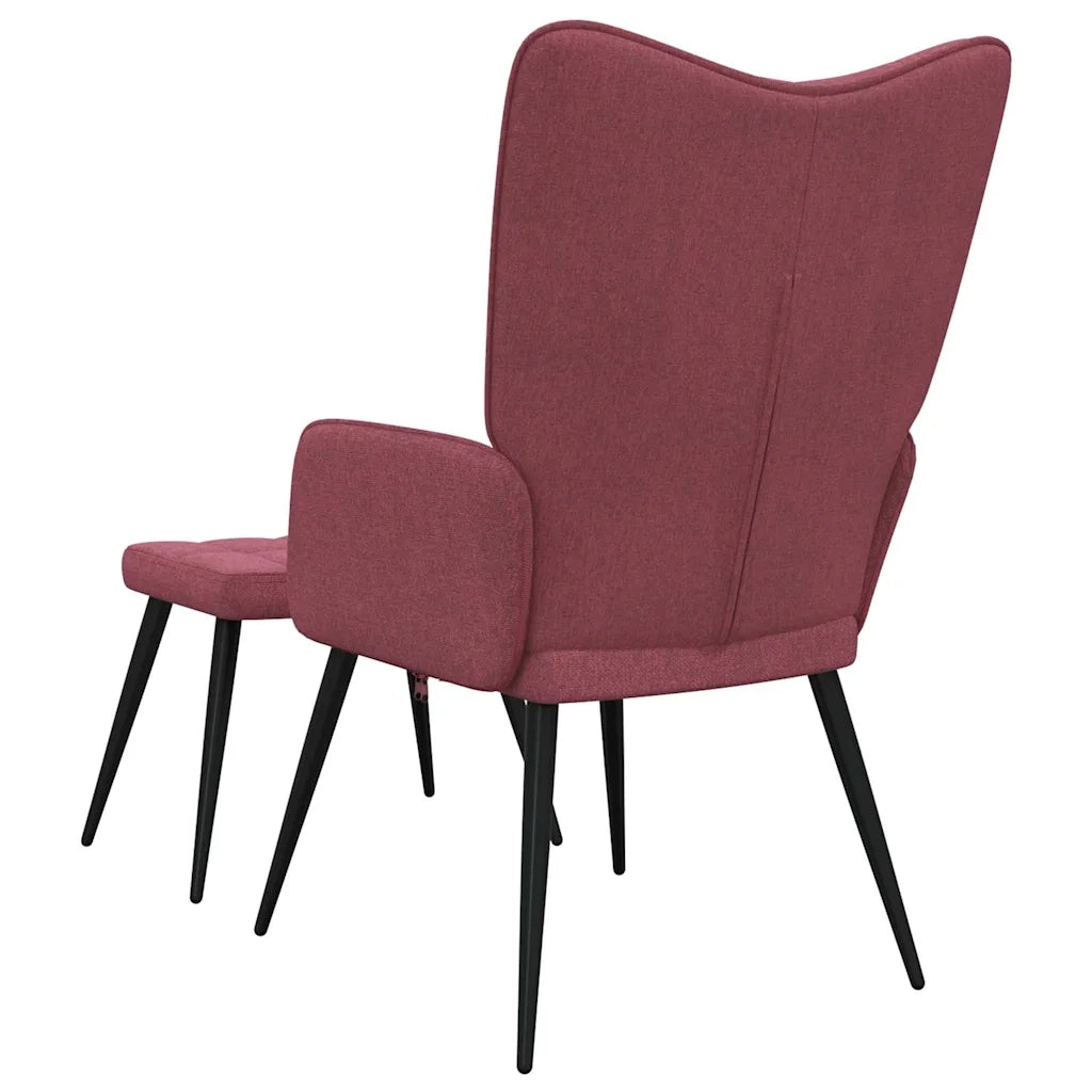 Poltrona | Sedia Relax con Sgabello Rosso Vino in Tessuto