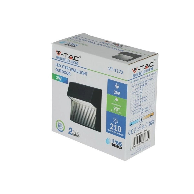 Faretti Segnapasso Led 3W da incasso per esterno Step Light Black Body Corro Square IP65 4000K