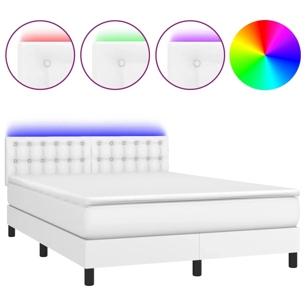 Giroletto Molle con Materasso e LED Bianco 140x200cm Similpelle 3134226