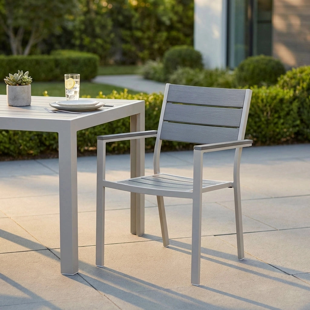 Poltrona da Giardino Impilabile in Alluminio Polywood cm 58x46 5x87 - RICHARD