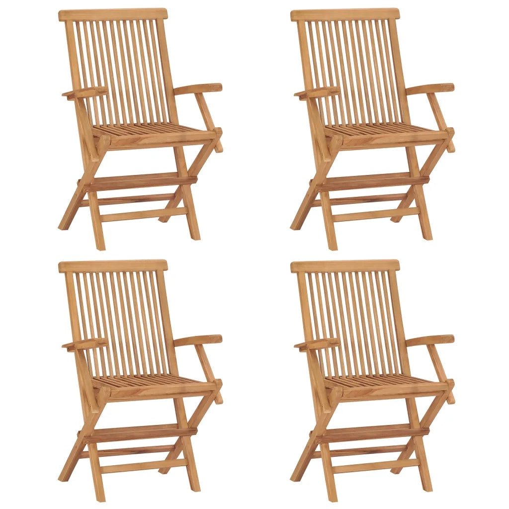 Sedie da Giardino con Cuscini Neri 4 pz | Sedie da Esterno Legno Massello di Teak