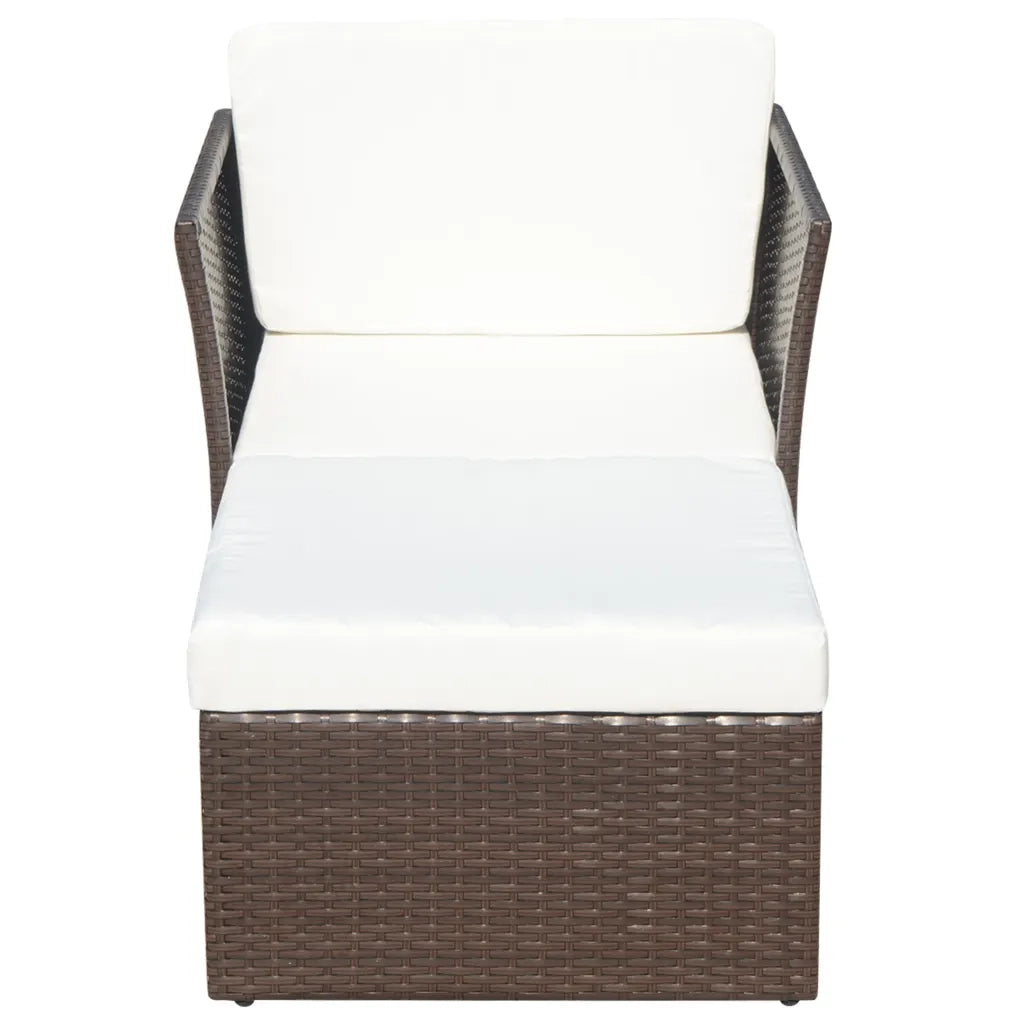 Sedia da Giardino con Poggiapiedi in Polyrattan Marrone 41980