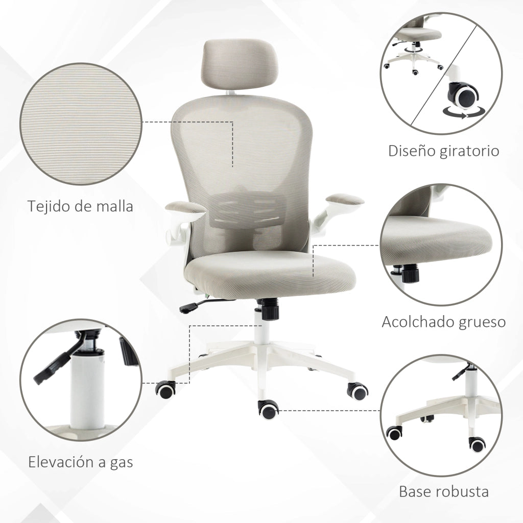 Sedia da ufficio con rete ¨C zephmum ¨C grigio 62x64x120 cm