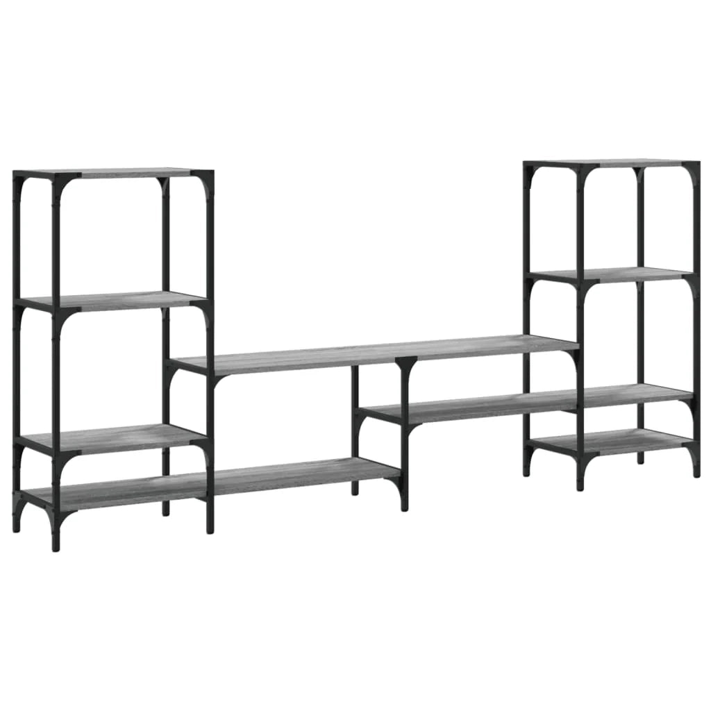 Mobile TV multimediale mensola TV credenza TV sala da pranzo soggiorno camera da letto Sonoma 206,5 x 28,5 x 95 cm legno ingegnerizzato grigio 02_0028440