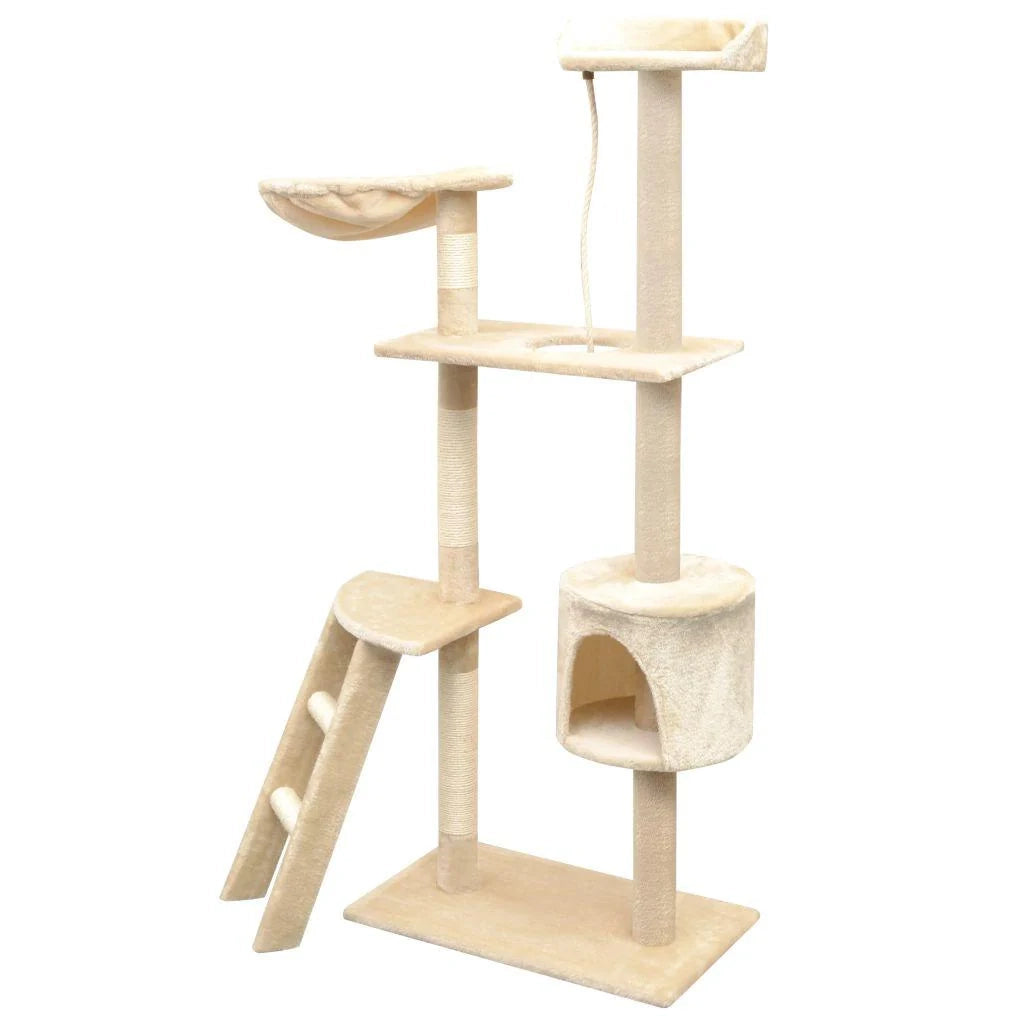 Tiragraffi albero per gatti cuccia per gatti giocattolo peluche sisal 150 cm beige 3702073