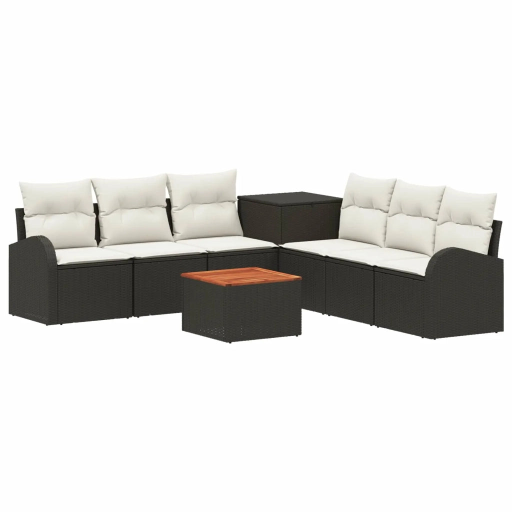 Set di divani 8 pz Nero e Bianco Crema 3448105