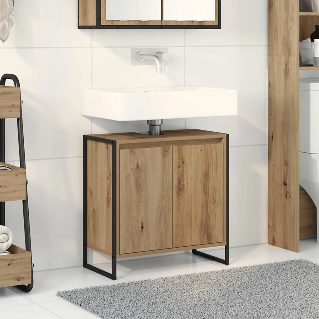 Mobile da Bagno con porta Rovere Artigianale 60 x 30 x 60 cm