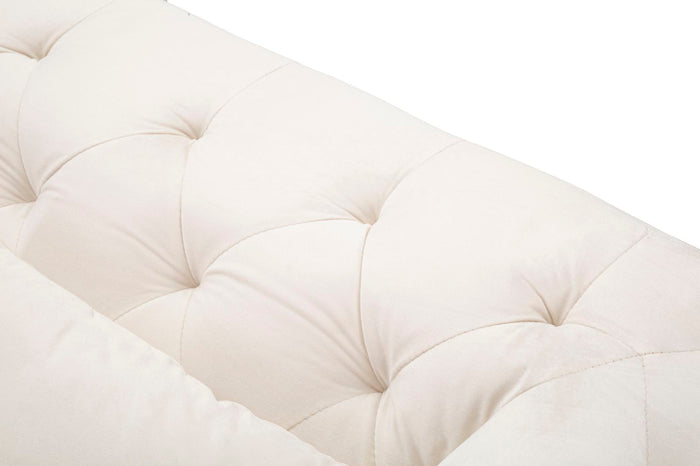 Divanetto 2 Posti Praga 146x71x86 cm in Poliestere Crema/Oro