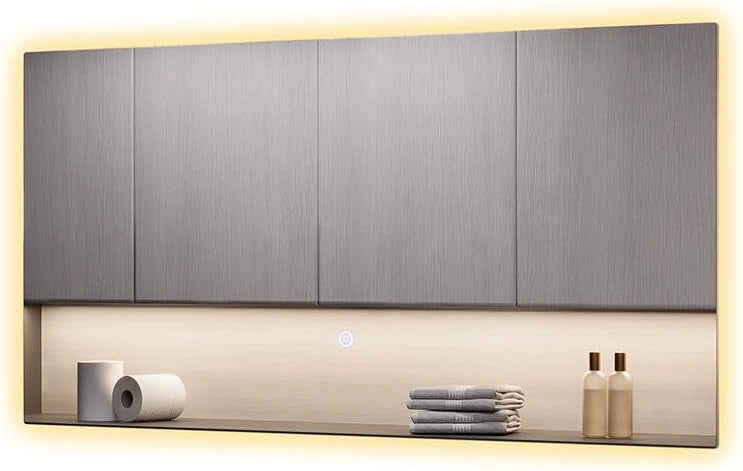 Specchio bagno Miral, Vetro, 80 x 40 cm con retroilluminazione, per montaggio a parete con illuminazione LED integrata