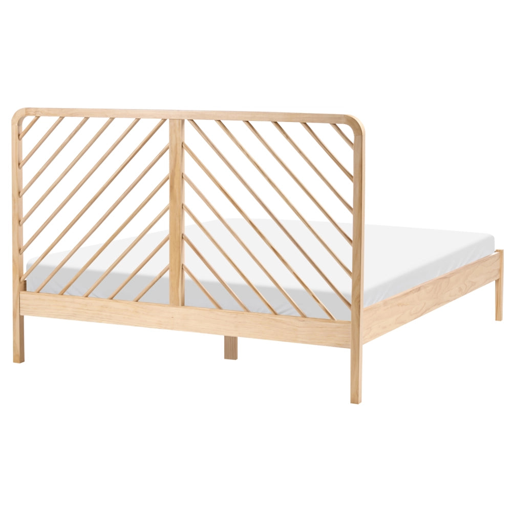 Letto in legno di pino marrone chiaro con rete 160 x 200 cm stile scandinavo naturale