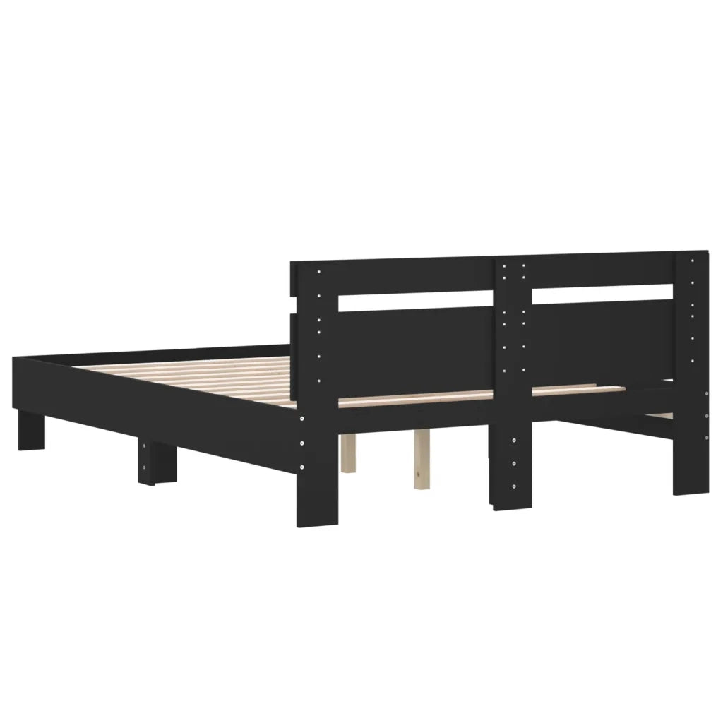 Giroletto con Testiera-Struttura Letto con testiera Nero 120x200 cm in Legno Multistrato