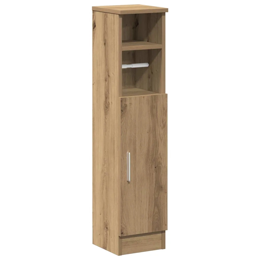 Mobile da Bagno | Armadio da bagno con Portarotolo Rovere Artigianale 20,5x22x90cm