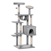 Albero Tiragraffi a Colonna da 165cm con Graffiatoio e Trespoli per Gattini e Gatti Adulti di Max. 4.5kg, Grigio, 60x50x165cm