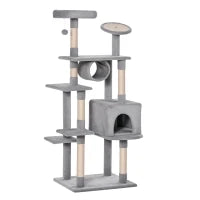 Albero Tiragraffi a Colonna da 165cm con Graffiatoio e Trespoli per Gattini e Gatti Adulti di Max. 4.5kg, Grigio, 60x50x165cm