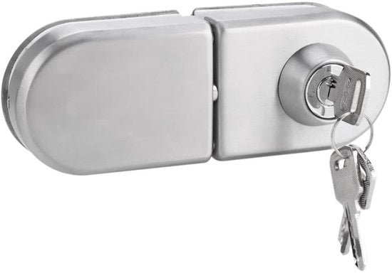 Deurslot in Vetro Resistente al Ruggine - Acciaio Inossidabile - Deurslot con Chiave - Adatto per Vetro 10~12mm - Blocco di Sicurezza - Installazione Facile