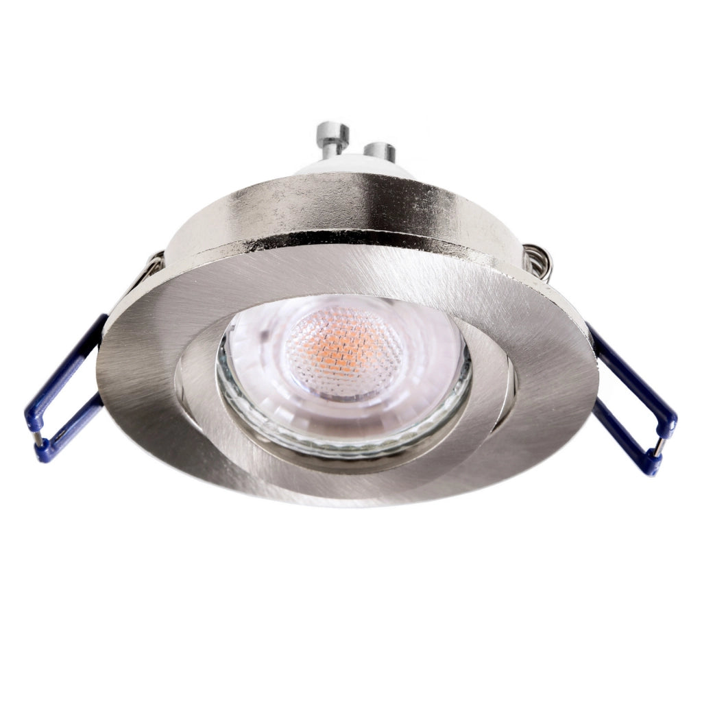 Faretto ad incasso LED 8W GU10 silver spazzolato tondo foro 70mm moderno orientabile luce soffitto negozio vetrina SPAZZOLATO 3000K