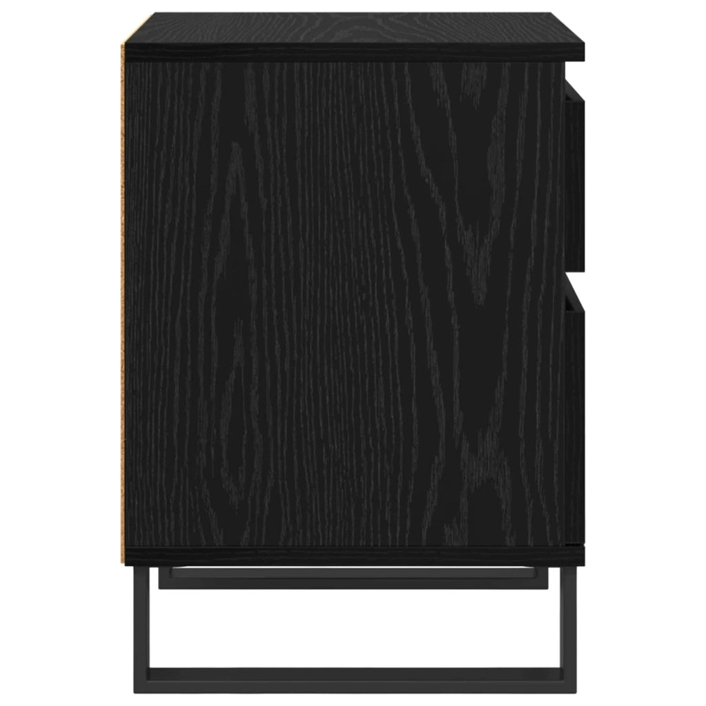 Comodino | Armadio da Notte | Mobiletto da notte Rovere Nero 40 x 35 x 50 cm Legno multistrato