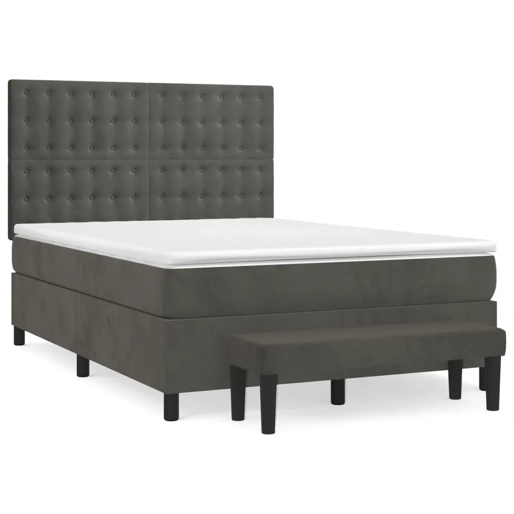 Giroletto a Molle con Materasso Grigio Scuro 140x200 cm Velluto 3138086