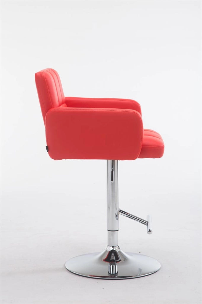 Sgabello Los Angeles in similpelle rosso,cromo