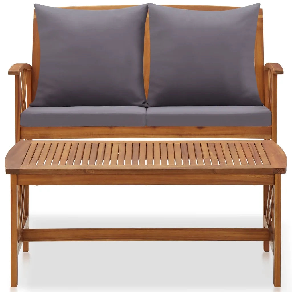 Set Divani da Giardino 2 pz | Set Salotto da Giardino con Cuscini in Massello di Acacia
