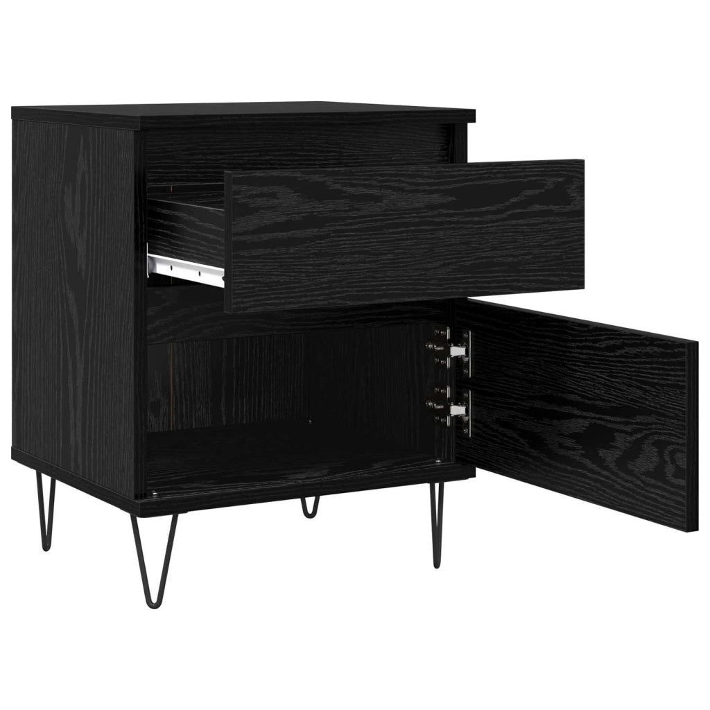Armadietto per letto con cassetto Rovere Nero 40 x 35 x 50 cm