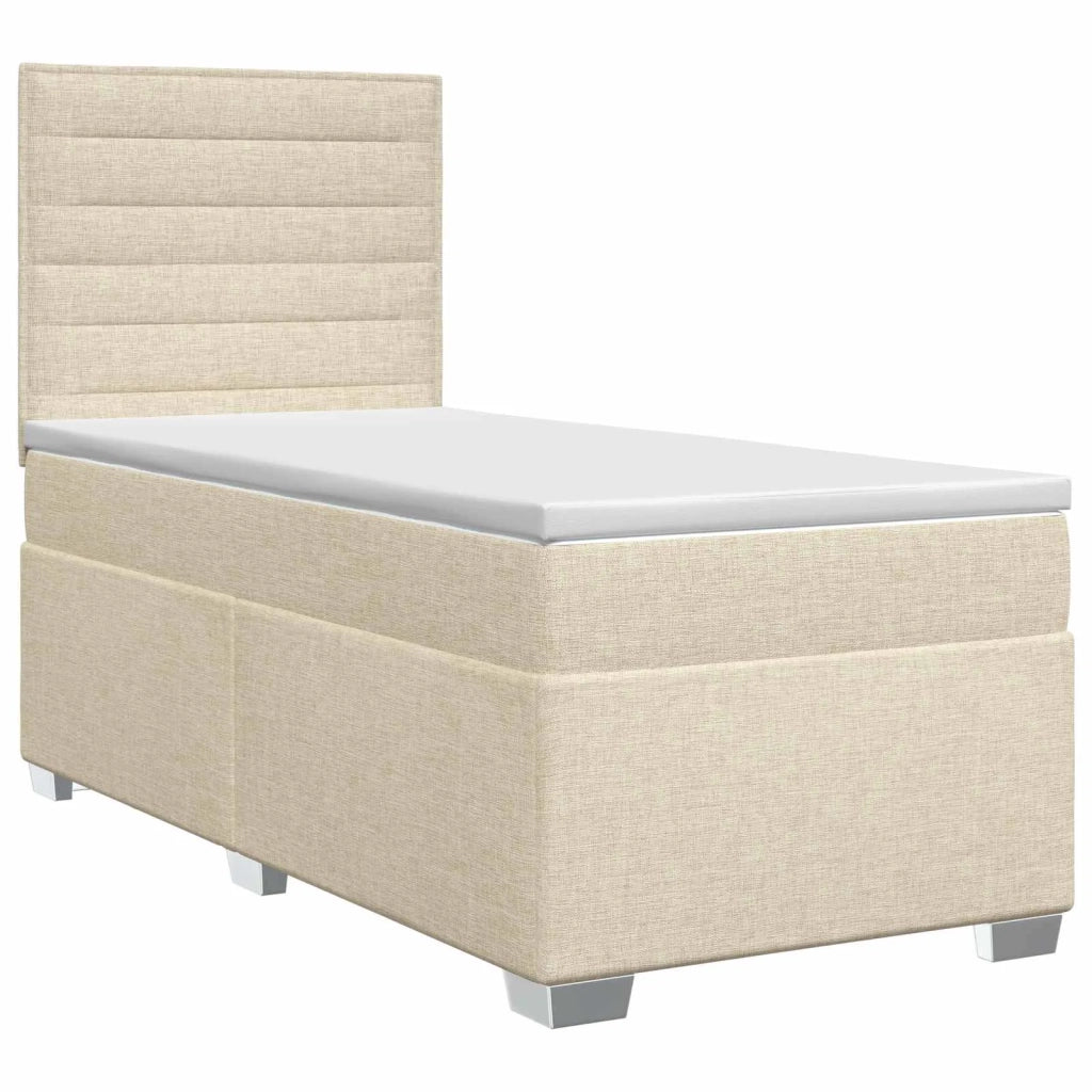 Letto box spring con materasso Crema 100 x 200 cm Tessuto 3453337
