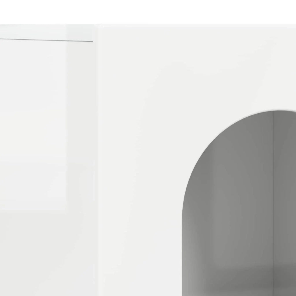 Credenza | Madia | Buffet da pranzo | Armadio da pranzo Bianco Lucido 100 x 35 x 59 cm Legno multistrato