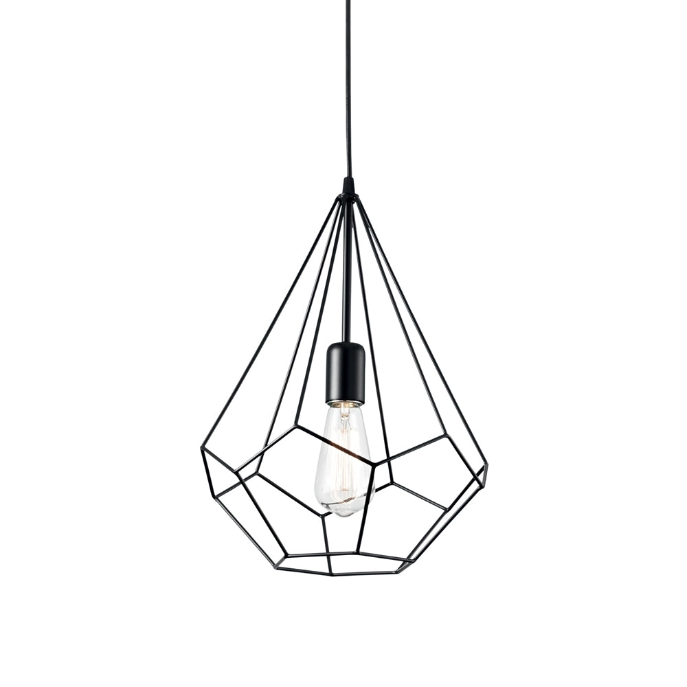 Sospensione Industrial-Minimal Ampolla-3 Metallo Nero 1 Luce E27