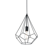 Sospensione Industrial-Minimal Ampolla-3 Metallo Nero 1 Luce E27