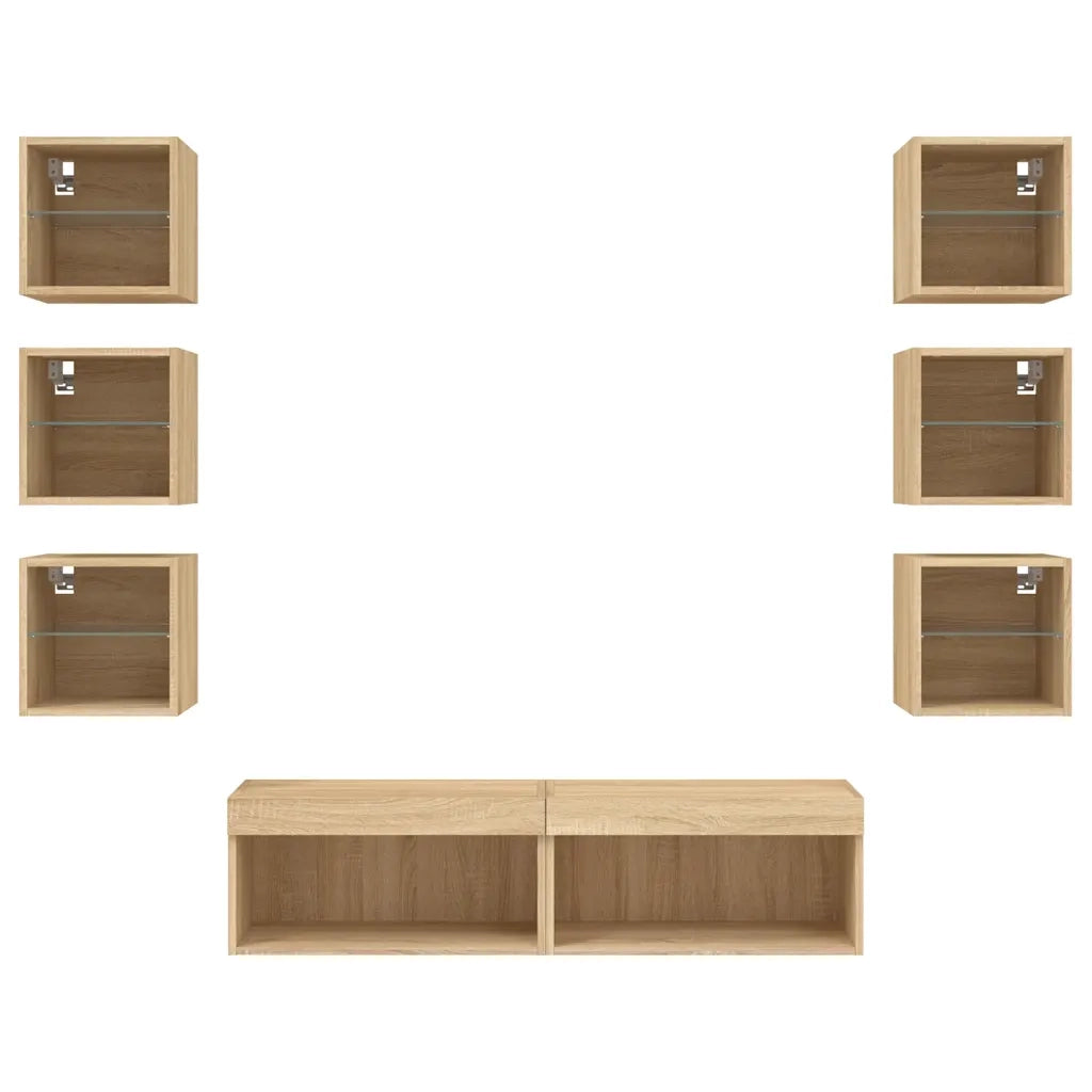 Mobili TV a Muro con LED 8pz Rovere Sonoma Legno Multistrato 3216635