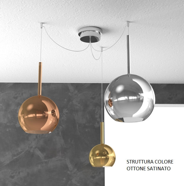 SOSP. OTTONE SAT. SPOSTABILE 3 LUCI VETRI (GRANDE CR + MEDIO RA + PICCOLO OR) 1155OS-S3 S MIX-MC