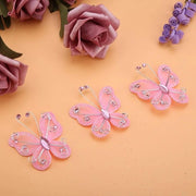 24 pezzi di tessuto di rete trasparente con glitter e farfalle delicate in nylon per decorazioni di matrimonio DIY (rosa)