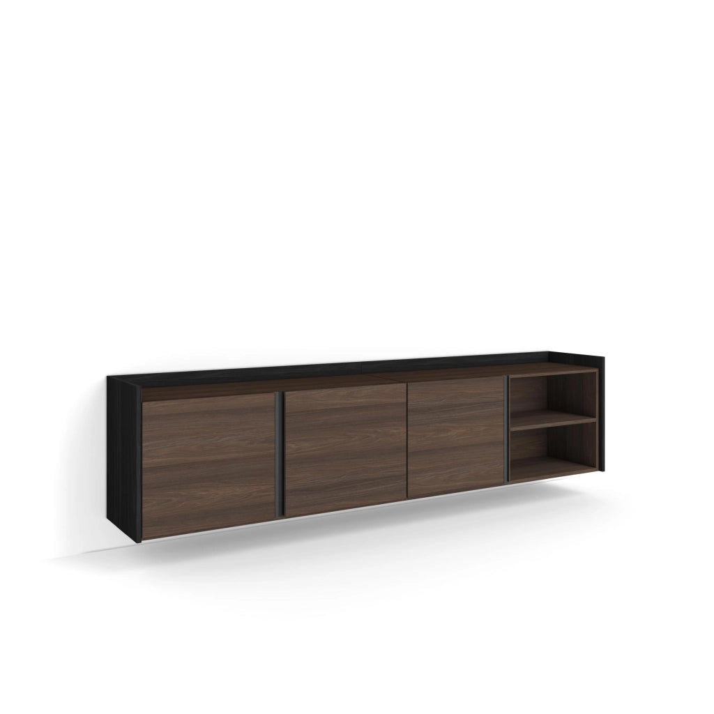 Mobile TV Soggiorno, 207x50x35 cm, Per TV fino a 80", Sospeso, da appendere, Rovere scuro e Nero