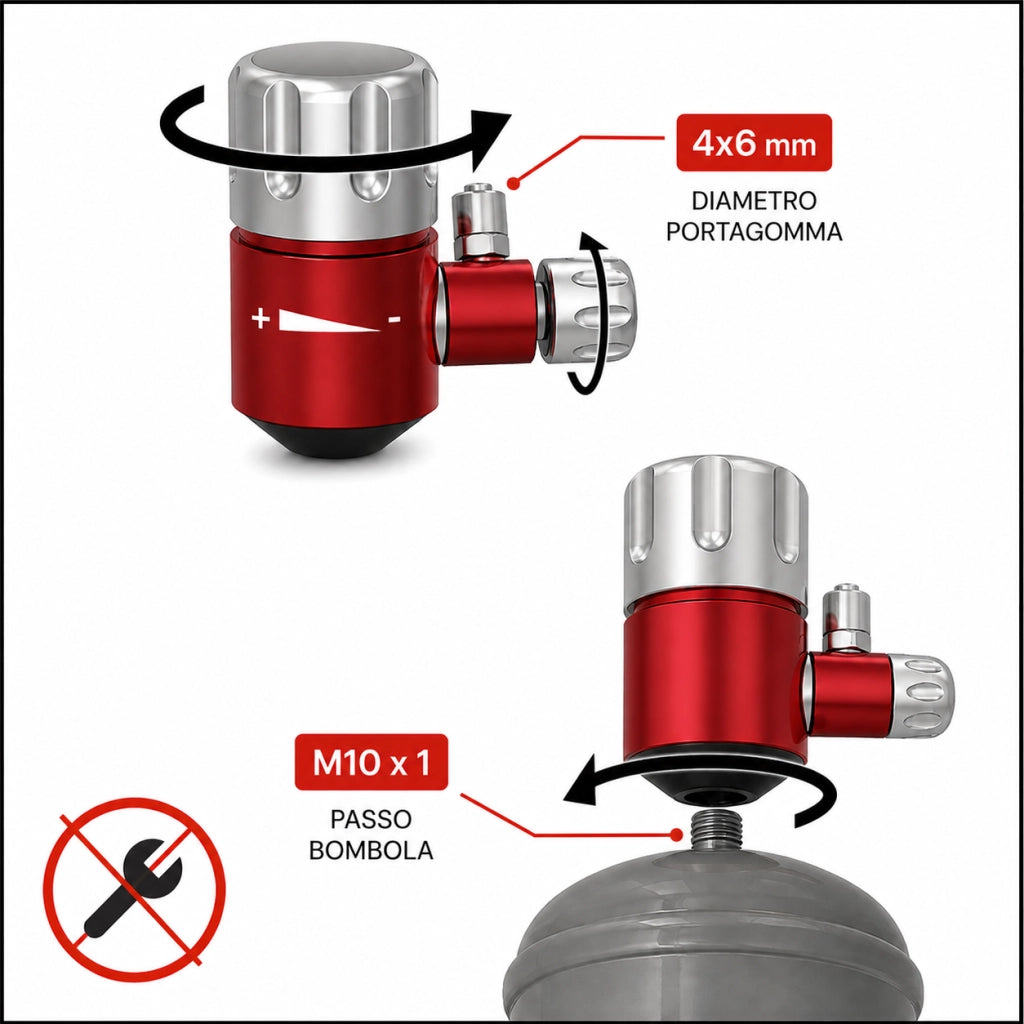 EHEIM Riduttore di Pressione CO2 per Bombola Usa e Getta 500g passo standard 10x1