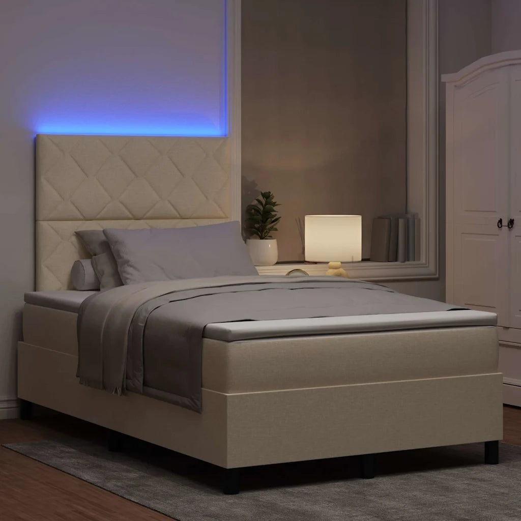 Letto a molle con materasso con led Crema 120 x 190 cm Tessuto