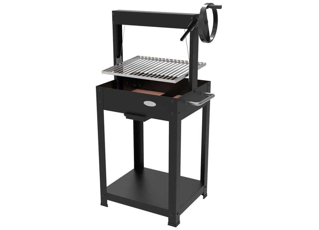 Barbecue a Legna e Carbone 55x46x121 cm BBQ Argentino in Acciaio Duramax Nero