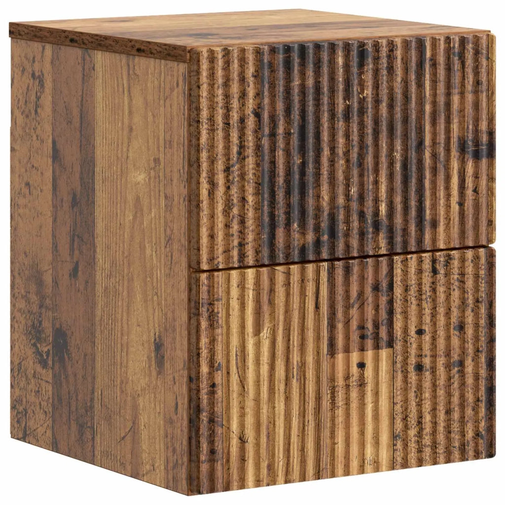 Mobiletto da notte a muro 2 pcs Legno antico 33 x 34,5 x 40 cm 898482