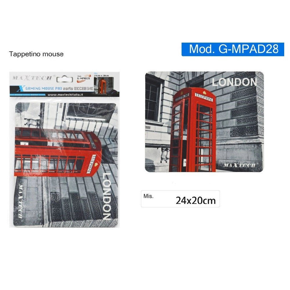 Trade Shop - Tappetino Mouse Pad Gaming Cabina Telefonica Rossa Londra Antiscivolo G-mpad28 -