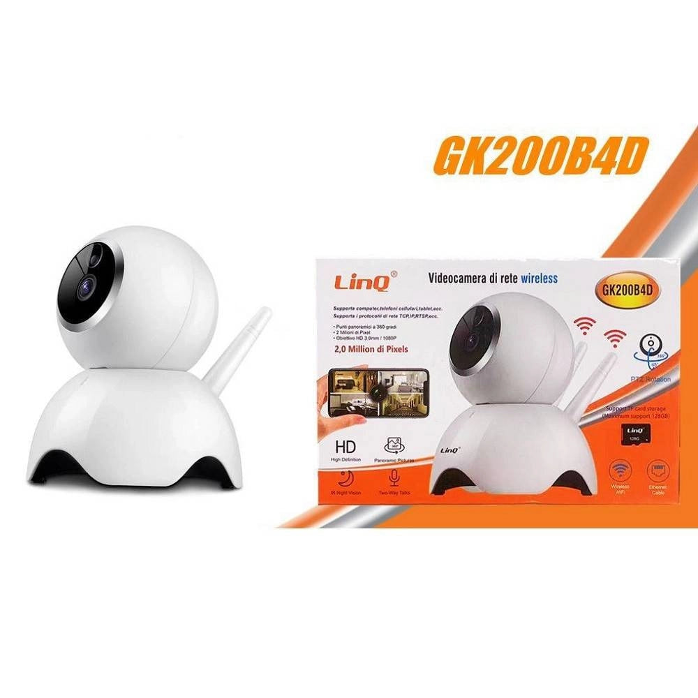 Trade Shop - Videocamera Telecamera Di Rete Wireless Wifi 1080p Doppia Antenna Hd Gk200b4d -