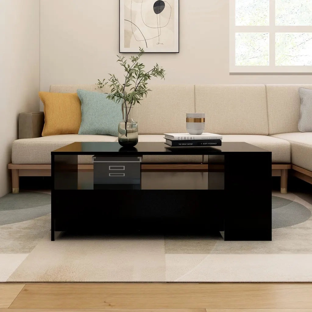 Tavolino da salotto | Tavolino da caff¨¨ | Tavolino da Soggiorno Nero 102x55x42 cm in Legno Compensato